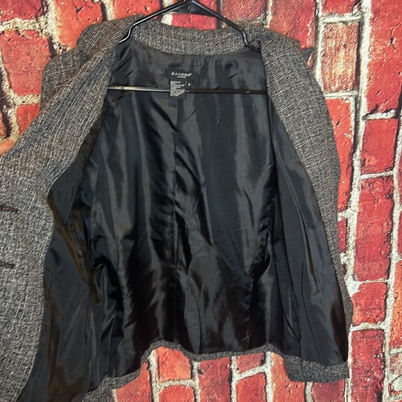 Sandro Blazer Womens Large Black White Knit Jacket Roll Lined Career Business - Picture 10 of 10